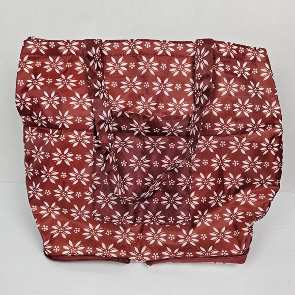 Temptations Packable Travel Reusable Insulated Nylon Shopping Tote Bag Rust Red - Picture 6 of 9